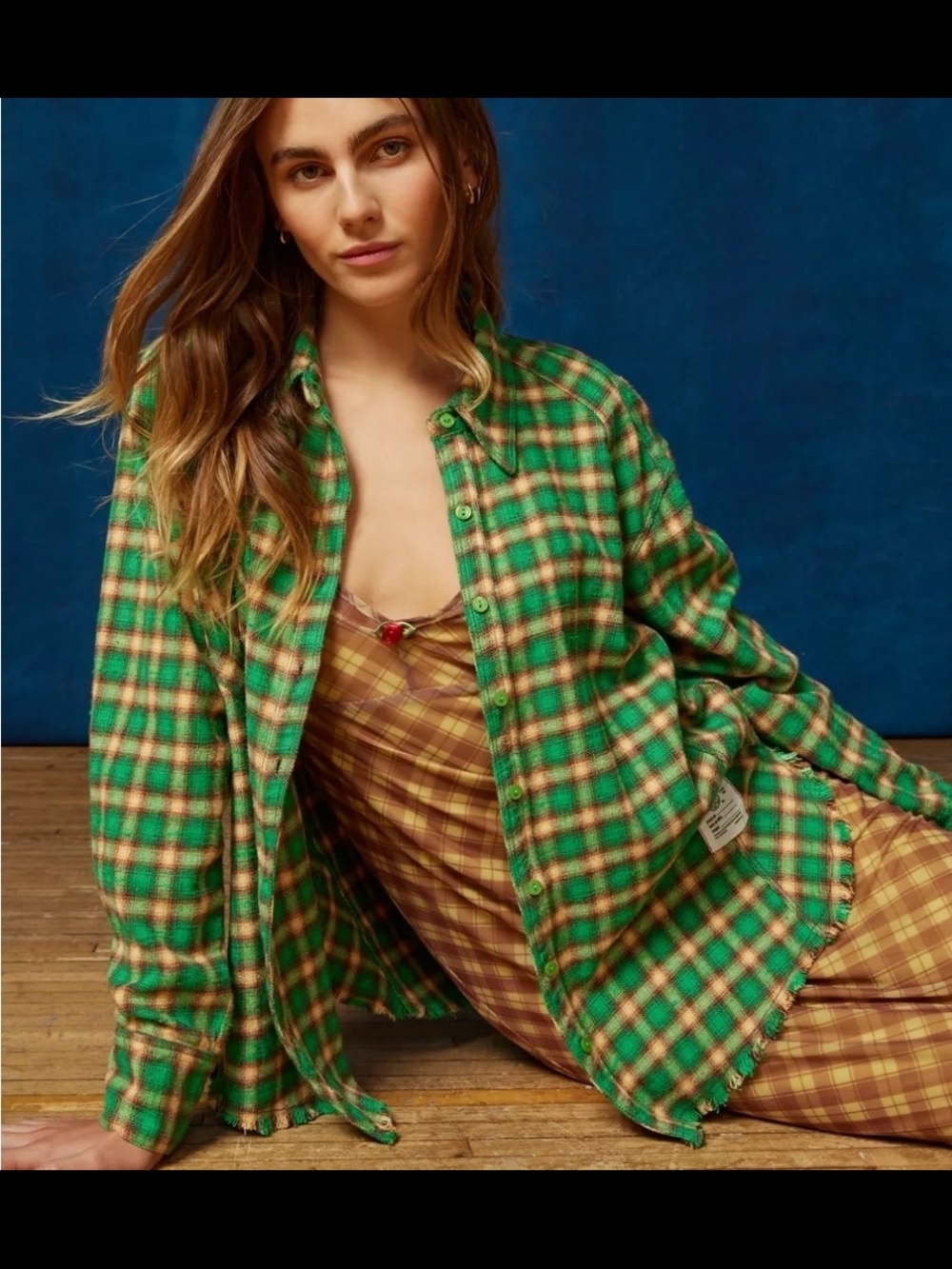 Urban Outfitters Boho Western Cottagecore Plaid Button-Up Shirt